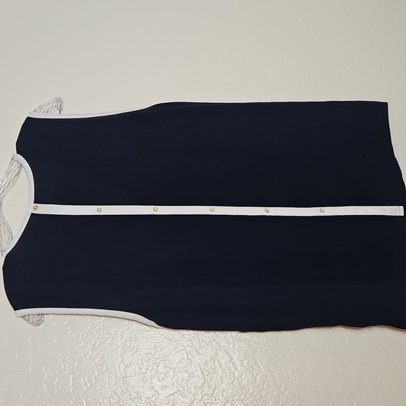 Anne Klein Navy and White V-Neck Tank Top - Picture 6 of 6